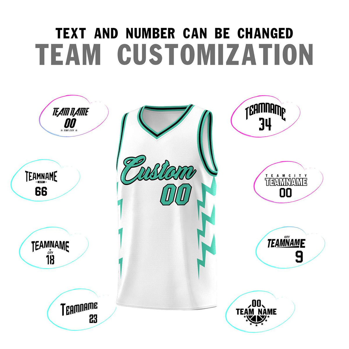 Custom White Side Lightning Pattern Sports Uniform Basketball Jersey|KXKSHOP