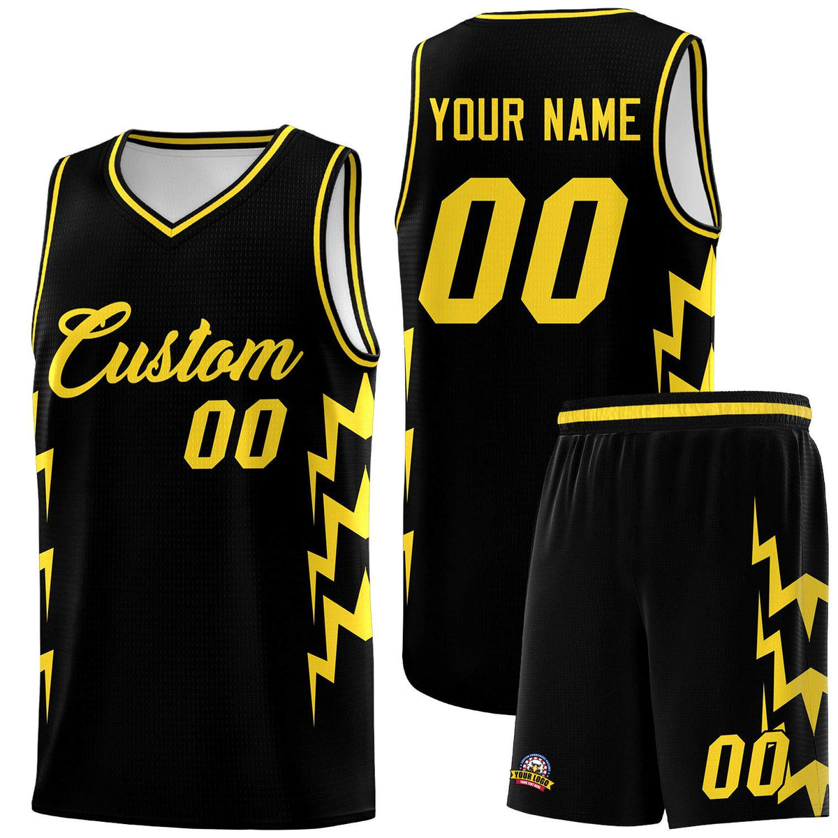 Custom Black Side Lightning Pattern Sports Uniform Basketball Jersey|KXKSHOP
