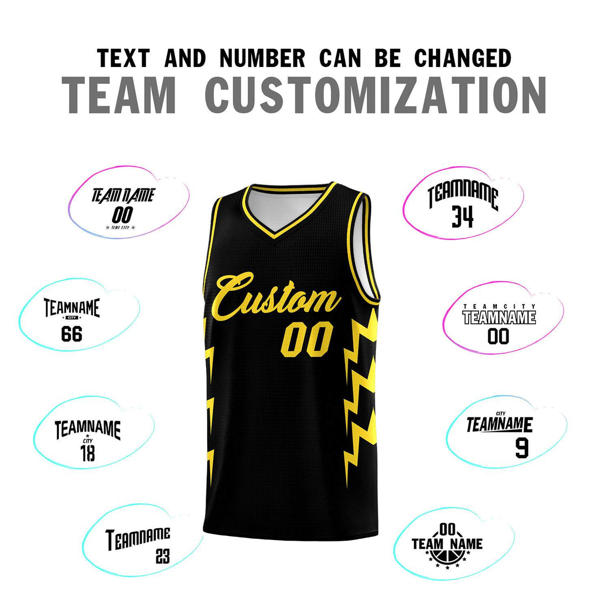 Custom Black Side Lightning Pattern Sports Uniform Basketball Jersey|KXKSHOP