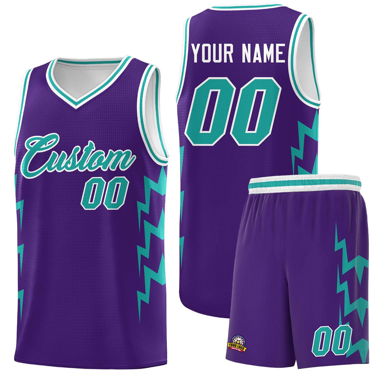 Custom Purple Side Lightning Pattern Sports Uniform Basketball Jersey|KXKSHOP