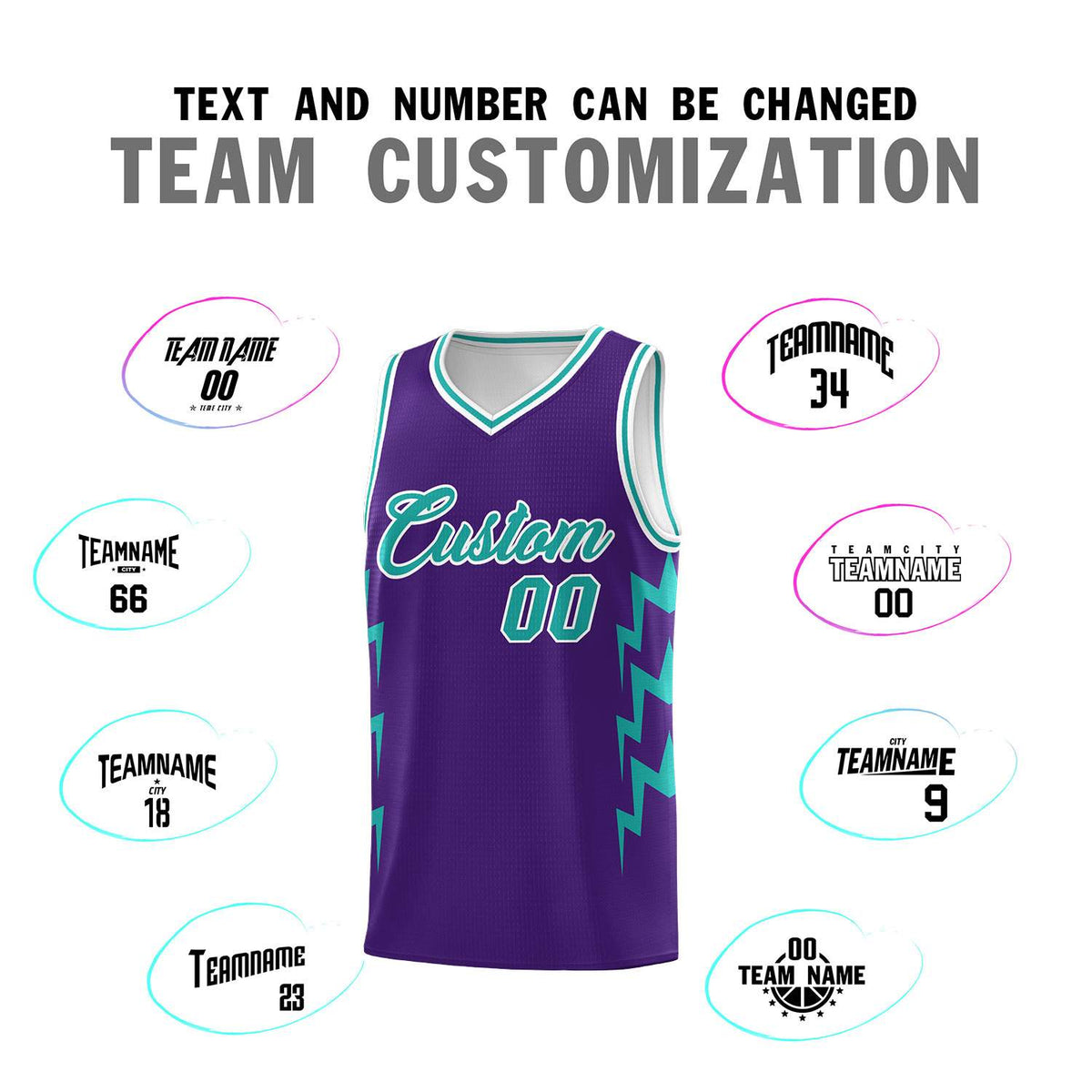 Custom Purple Side Lightning Pattern Sports Uniform Basketball Jersey|KXKSHOP