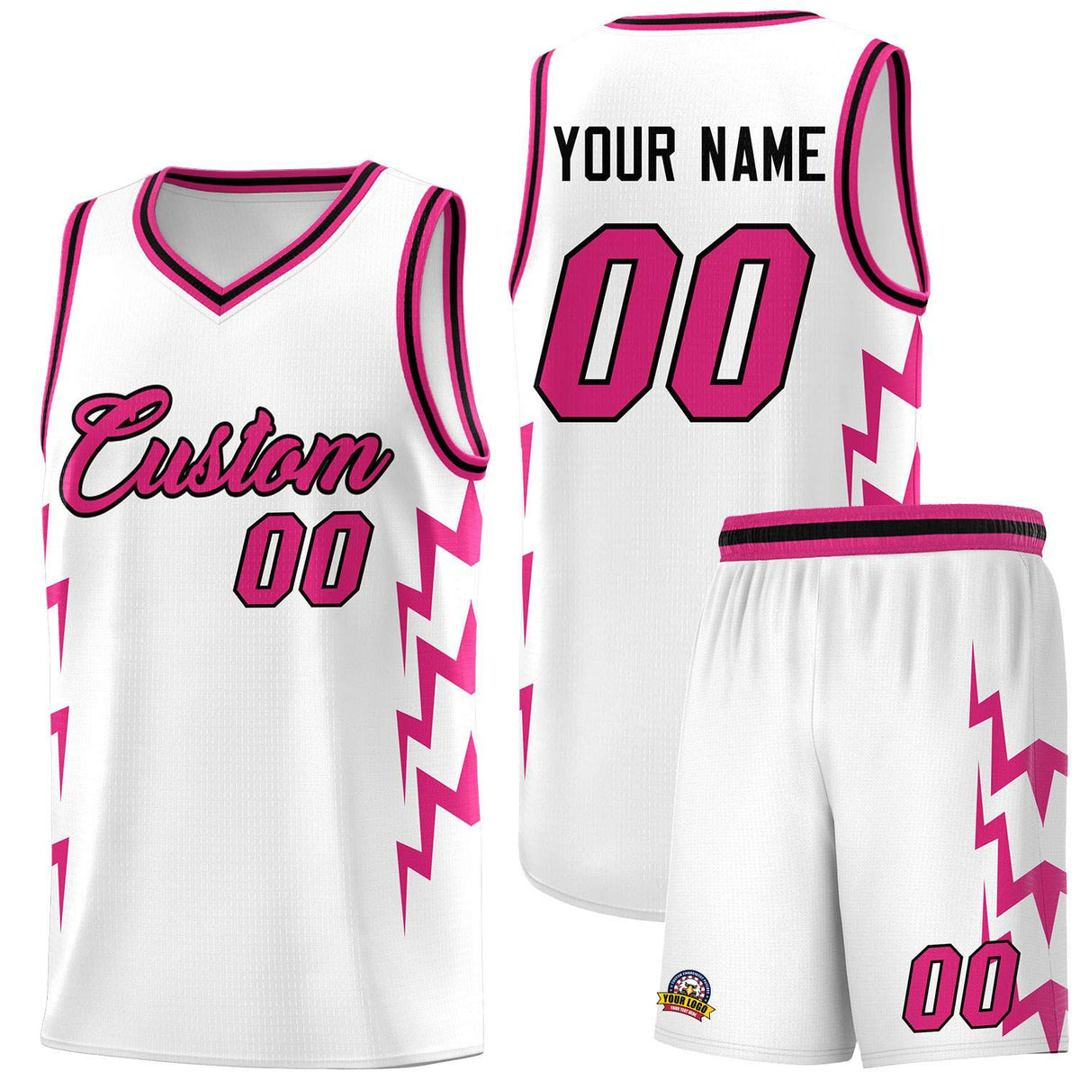 Custom White Side Lightning Pattern Sports Uniform Basketball Jersey|KXKSHOP