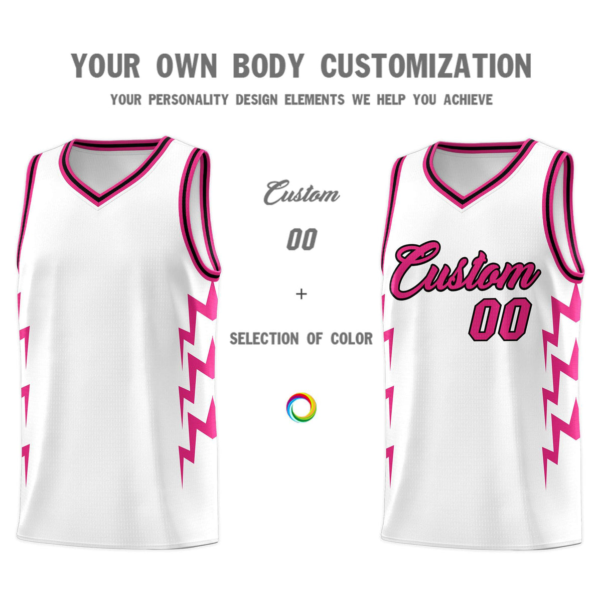 Custom White Side Lightning Pattern Sports Uniform Basketball Jersey|KXKSHOP
