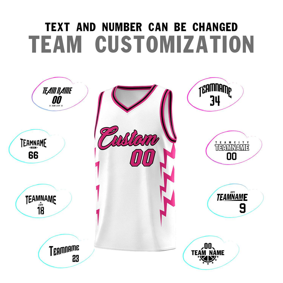Custom White Side Lightning Pattern Sports Uniform Basketball Jersey|KXKSHOP