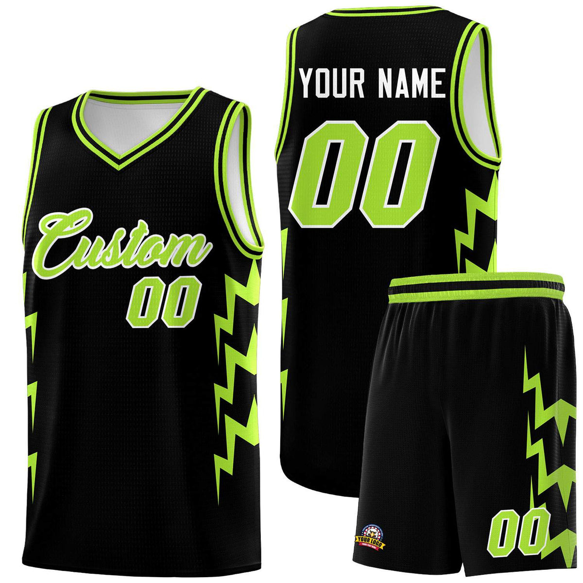 Custom Black Side Lightning Pattern Sports Uniform Basketball Jersey|KXKSHOP