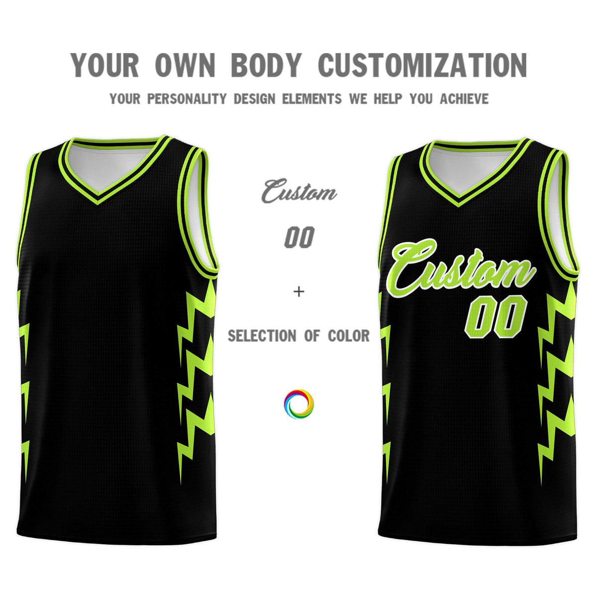 Custom Black Side Lightning Pattern Sports Uniform Basketball Jersey|KXKSHOP