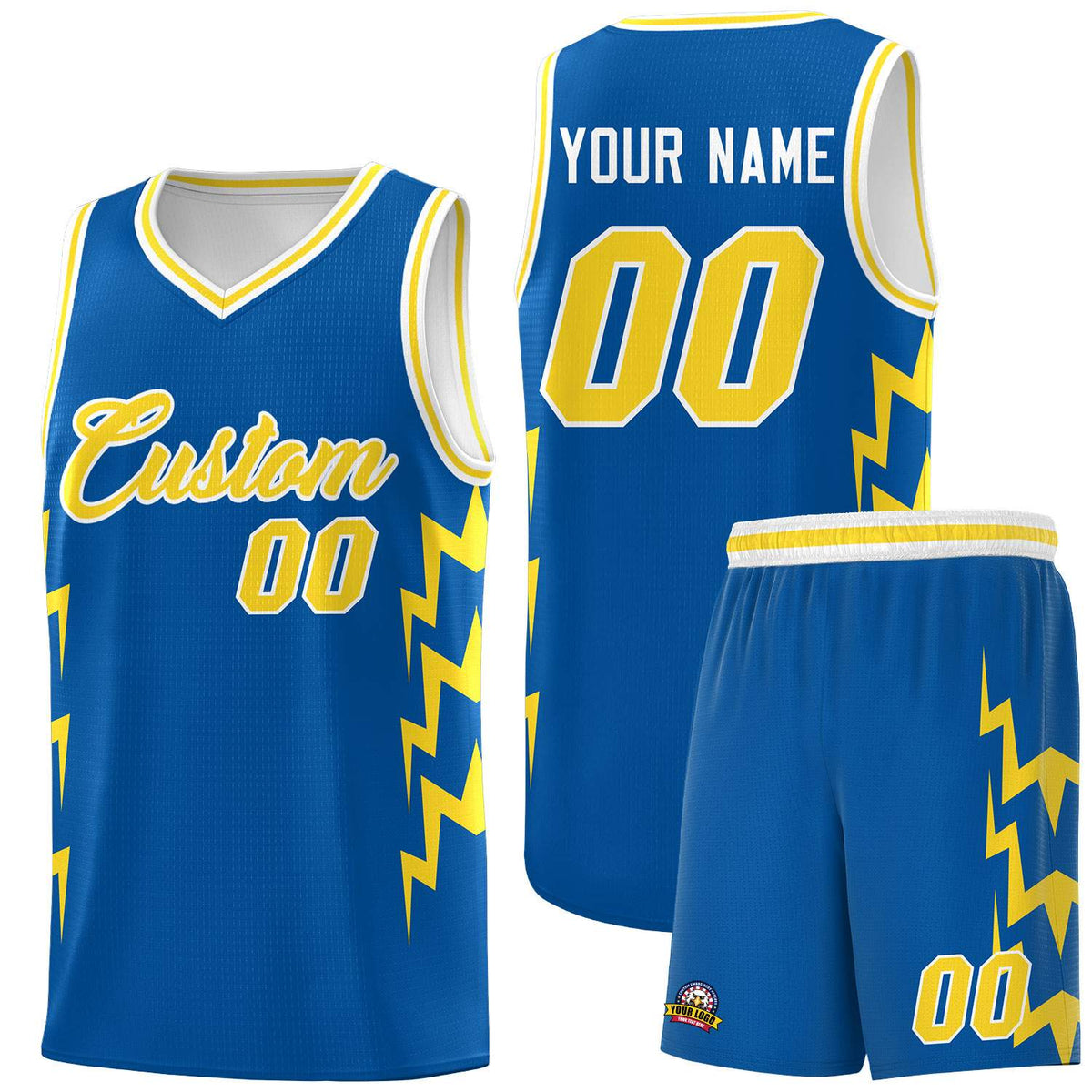 Custom Royal Side Lightning Pattern Sports Uniform Basketball Jersey|KXKSHOP