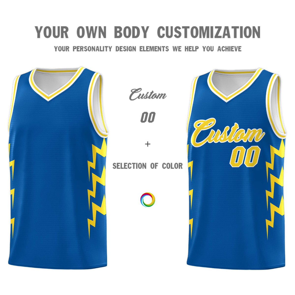 Custom Royal Side Lightning Pattern Sports Uniform Basketball Jersey|KXKSHOP