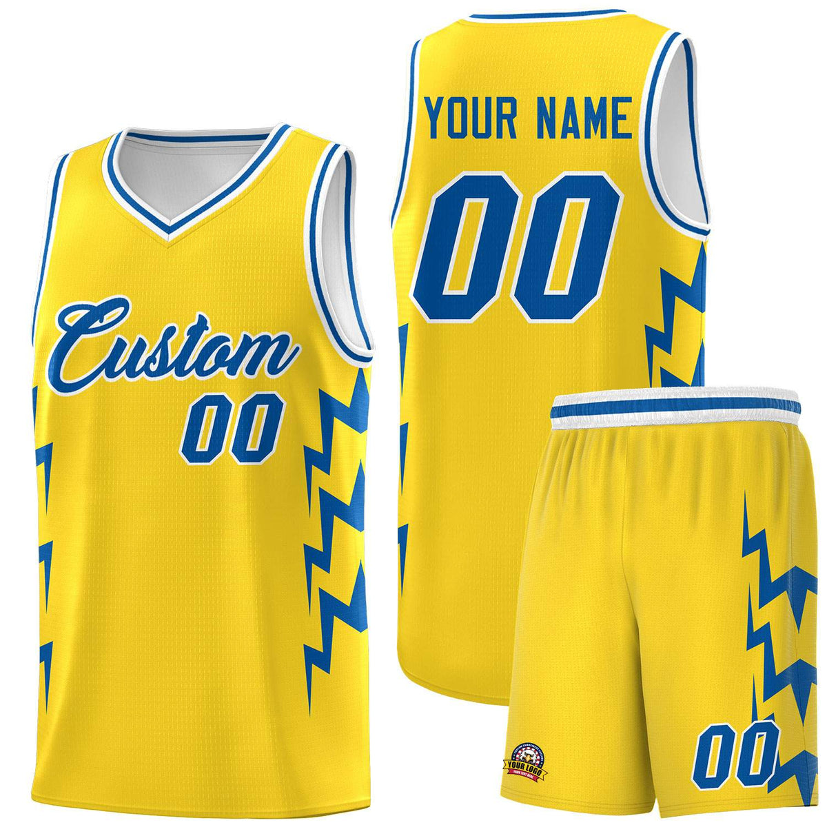 Custom Gold Side Lightning Pattern Sports Uniform Basketball Jersey|KXKSHOP