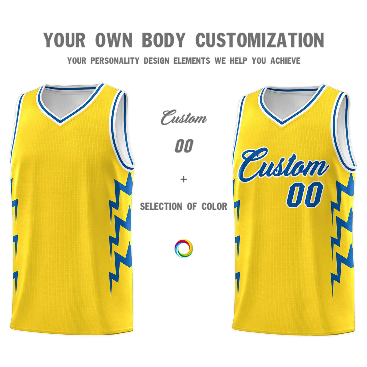 Custom Gold Side Lightning Pattern Sports Uniform Basketball Jersey|KXKSHOP