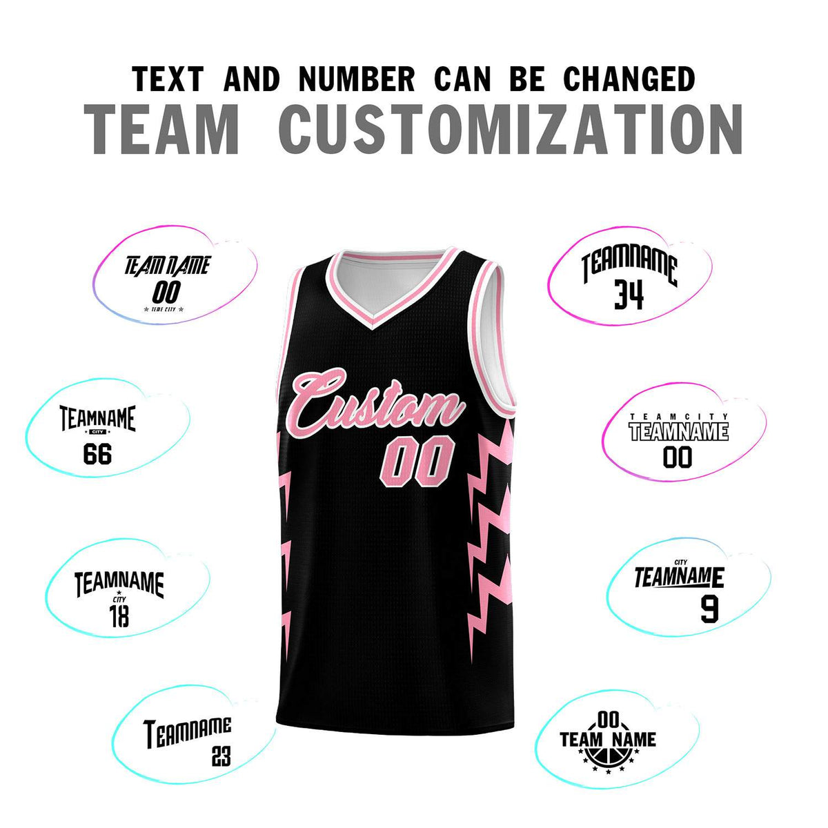 Custom Black Side Lightning Pattern Sports Uniform Basketball Jersey|KXKSHOP