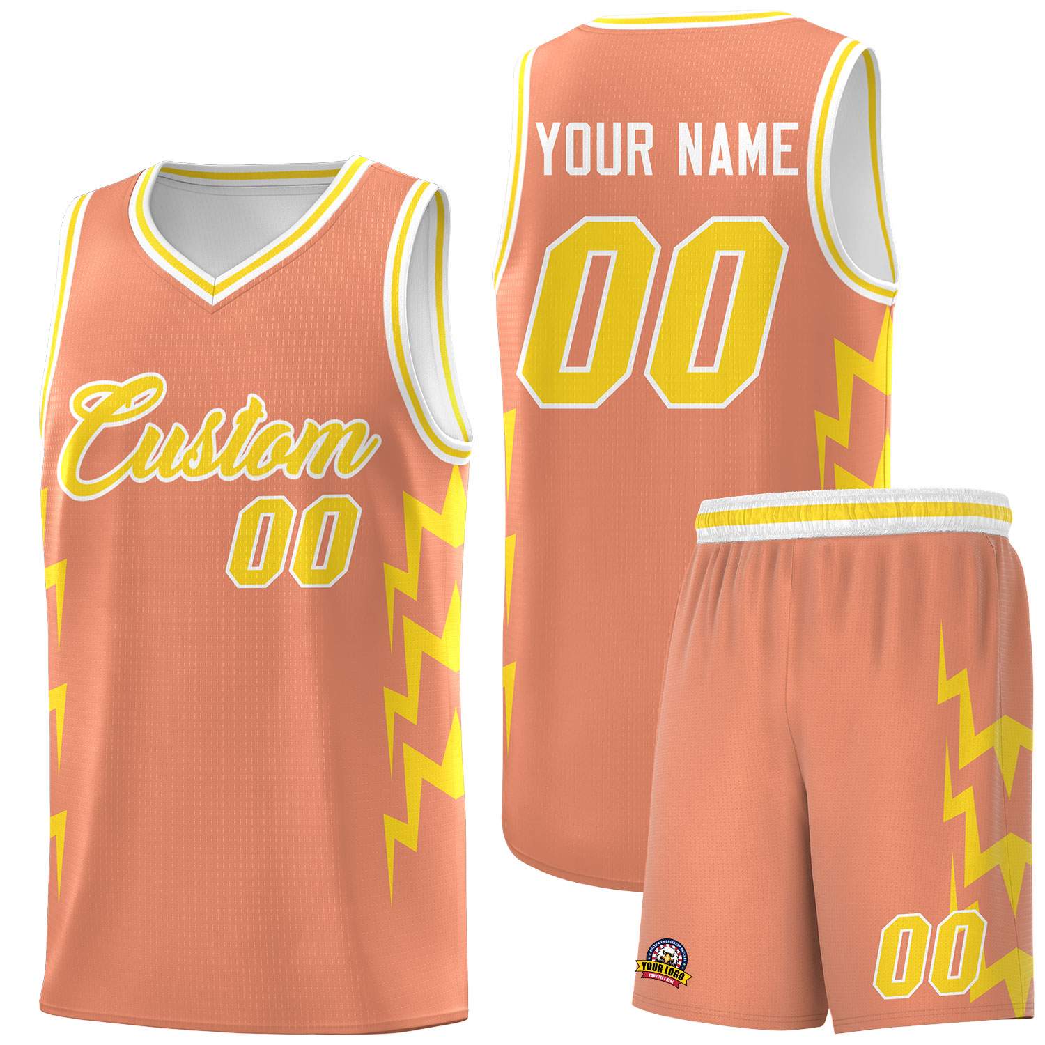 Custom Orange Side Lightning Pattern Sports Uniform Basketball Jersey|KXKSHOP