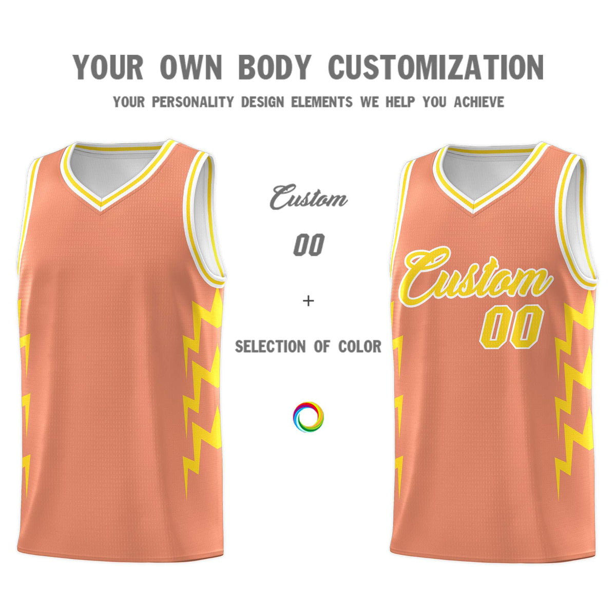 Custom Orange Side Lightning Pattern Sports Uniform Basketball Jersey|KXKSHOP