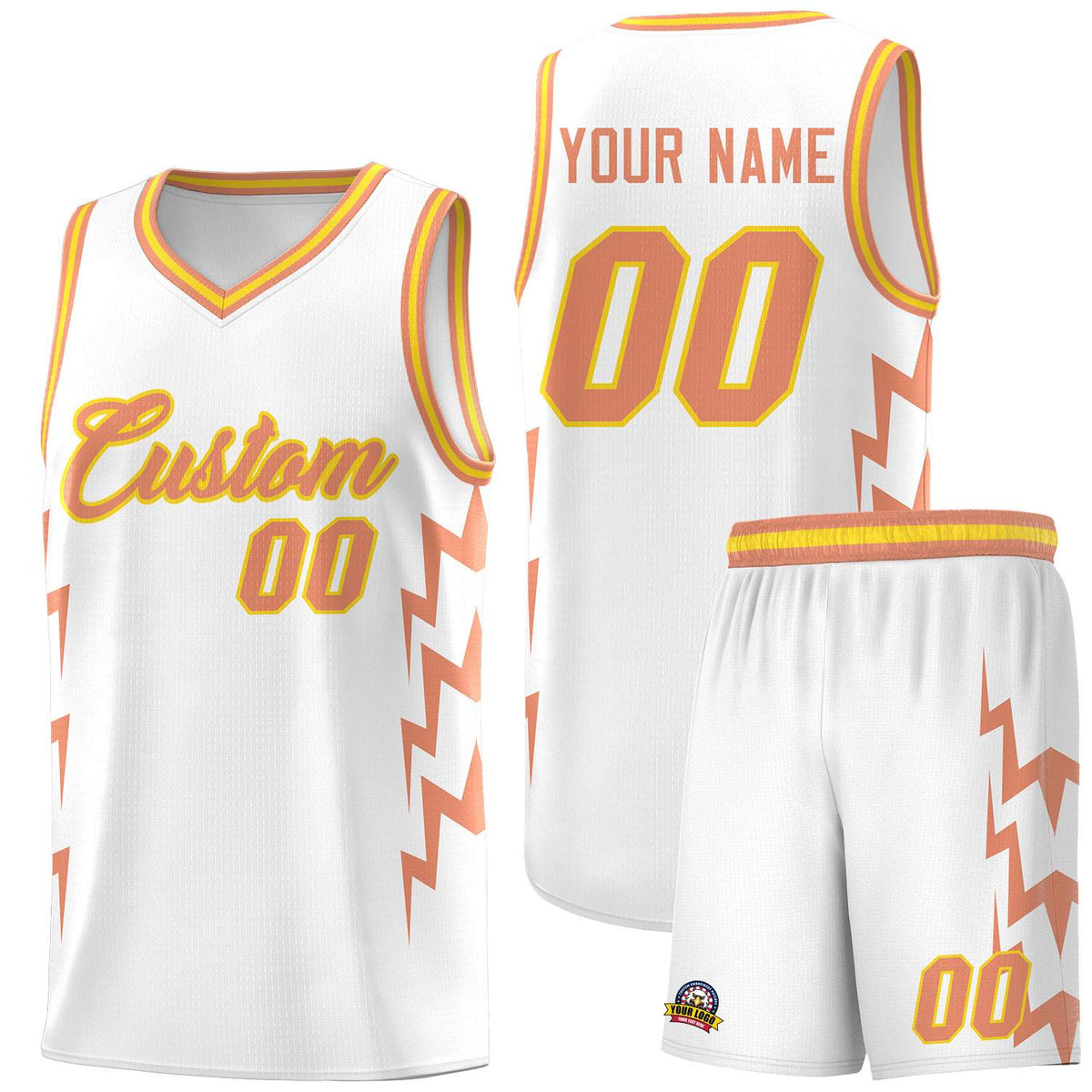 Custom White Side Lightning Pattern Sports Uniform Basketball Jersey|KXKSHOP