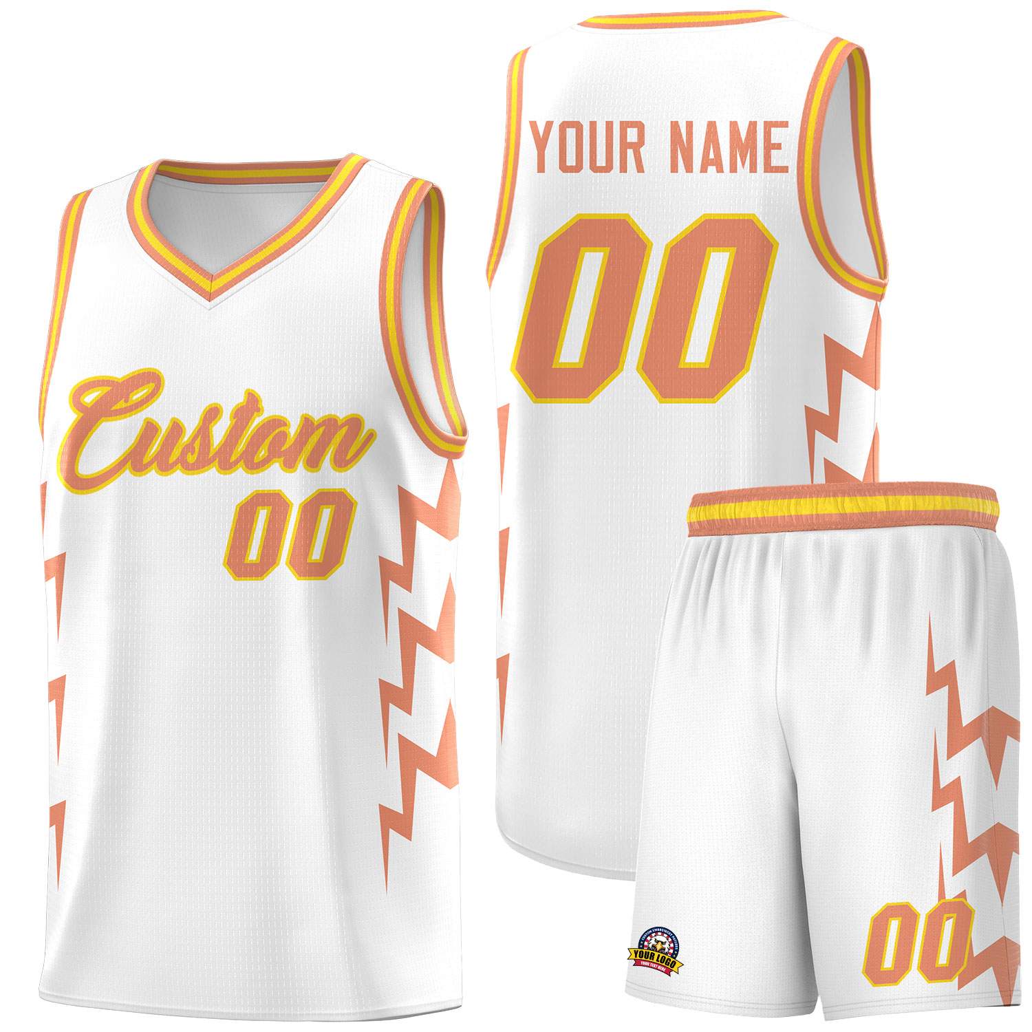 Custom White Side Lightning Pattern Sports Uniform Basketball Jersey|KXKSHOP
