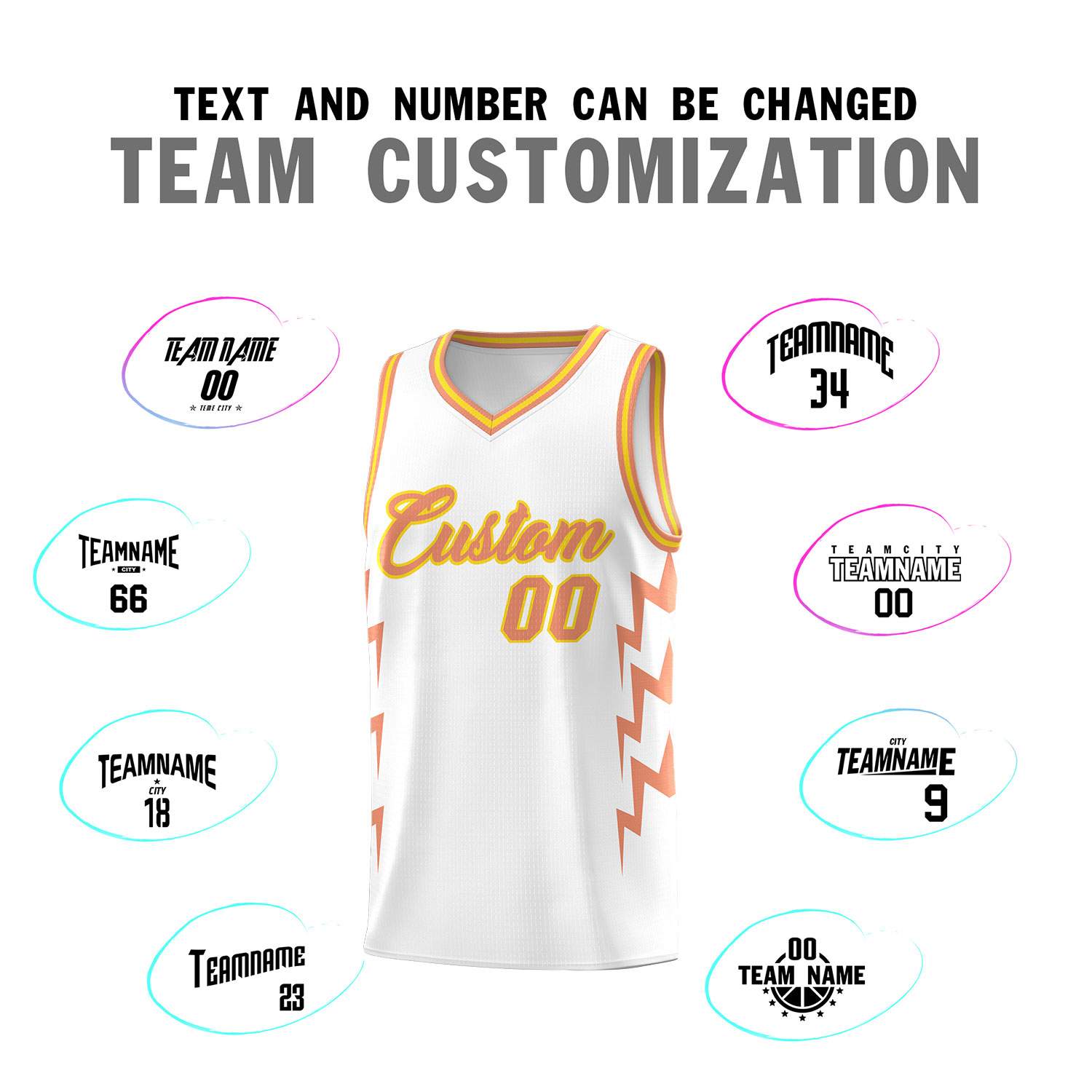 Custom White Side Lightning Pattern Sports Uniform Basketball Jersey|KXKSHOP