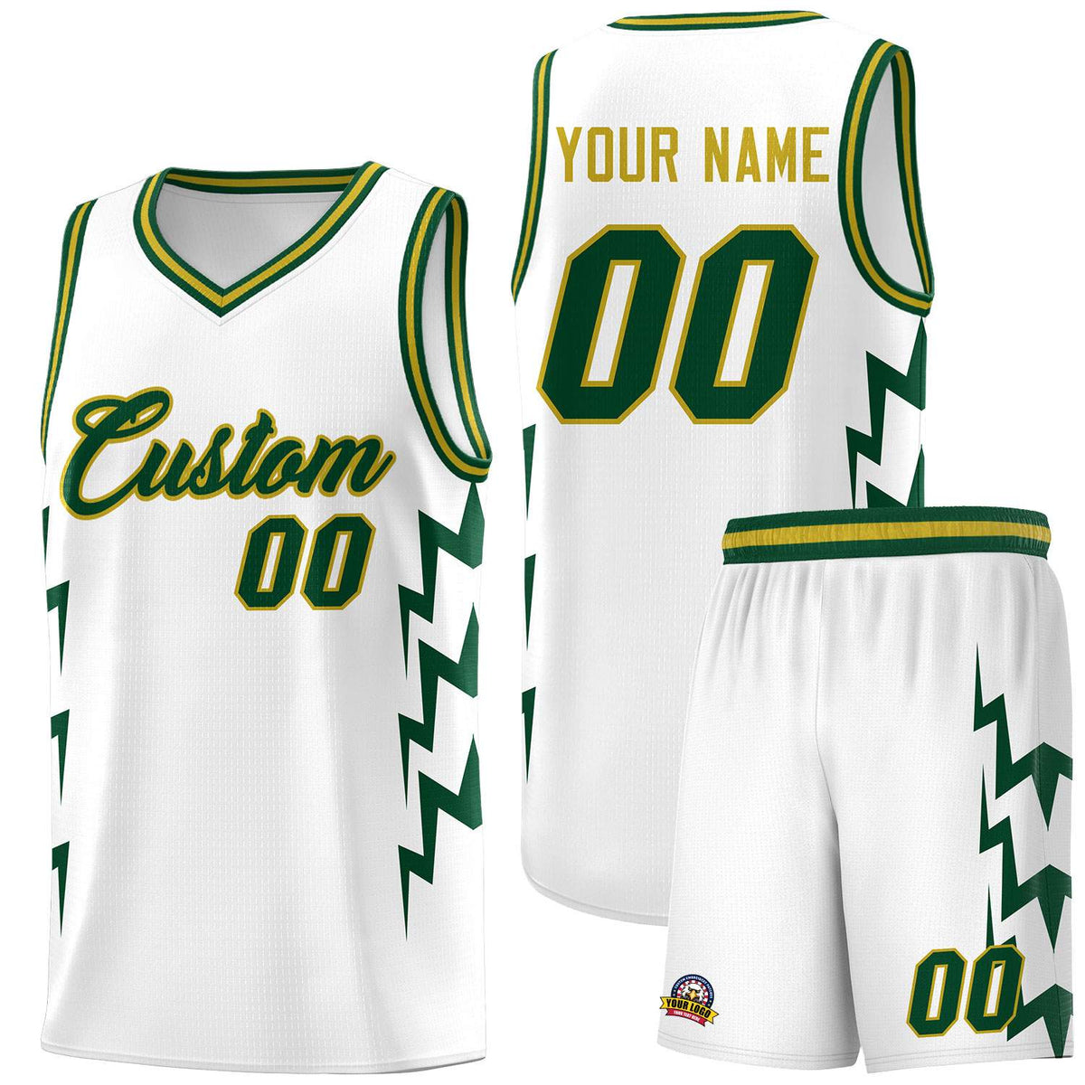 Custom White Side Lightning Pattern Sports Uniform Basketball Jersey|KXKSHOP