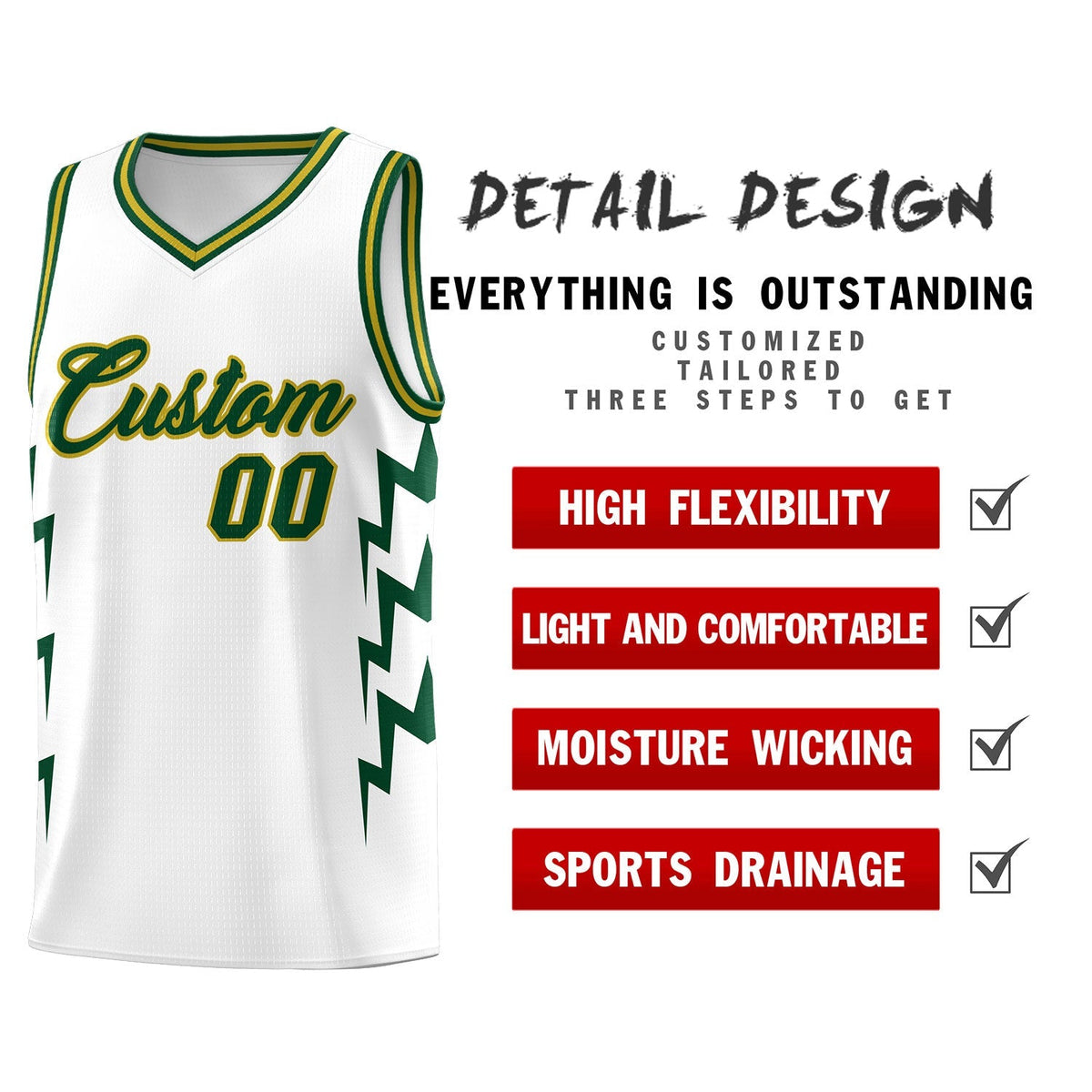 Custom White Side Lightning Pattern Sports Uniform Basketball Jersey|KXKSHOP
