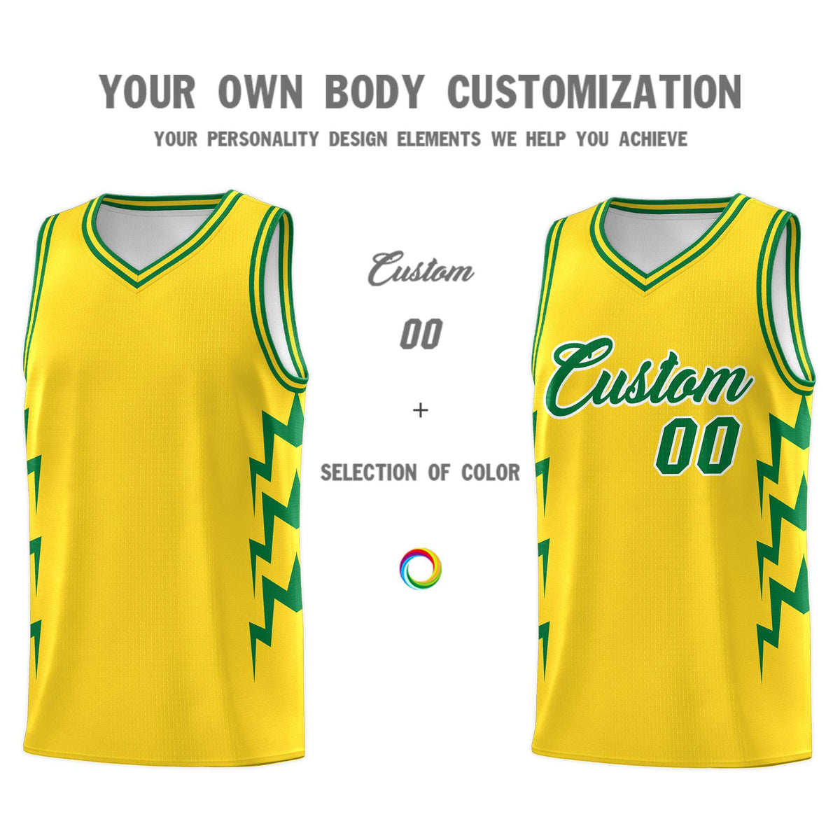 Custom Gold Side Lightning Pattern Sports Uniform Basketball Jersey|KXKSHOP