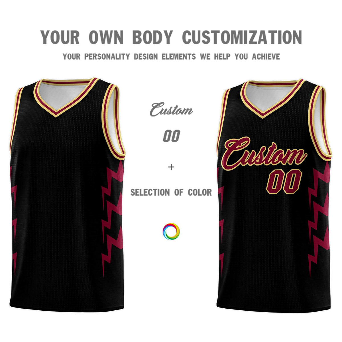 Custom Black Side Lightning Pattern Sports Uniform Basketball Jersey|KXKSHOP