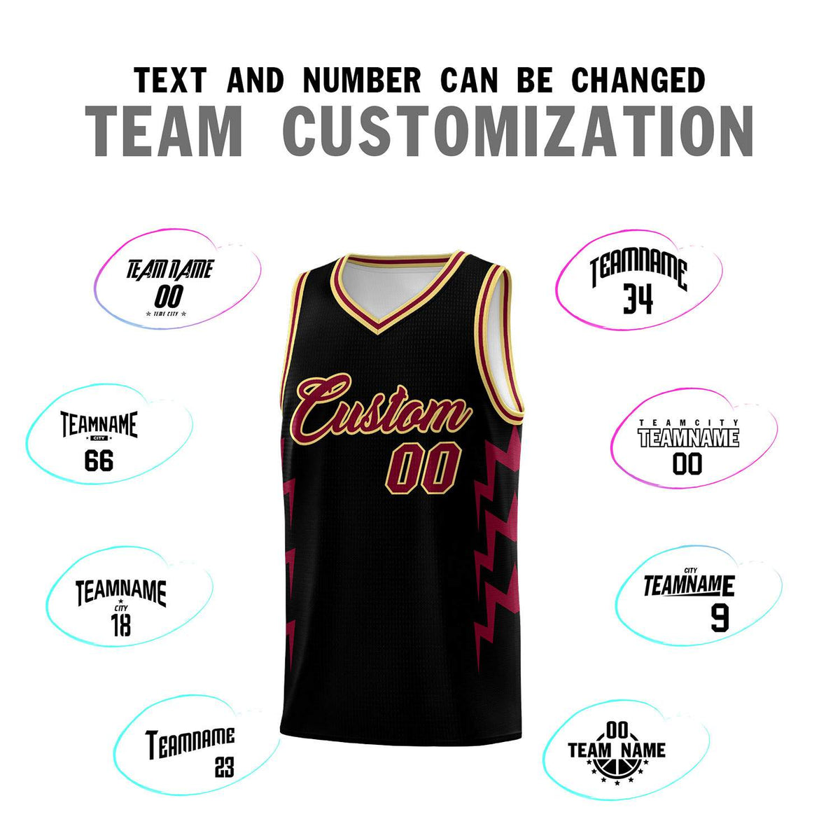 Custom Black Side Lightning Pattern Sports Uniform Basketball Jersey|KXKSHOP