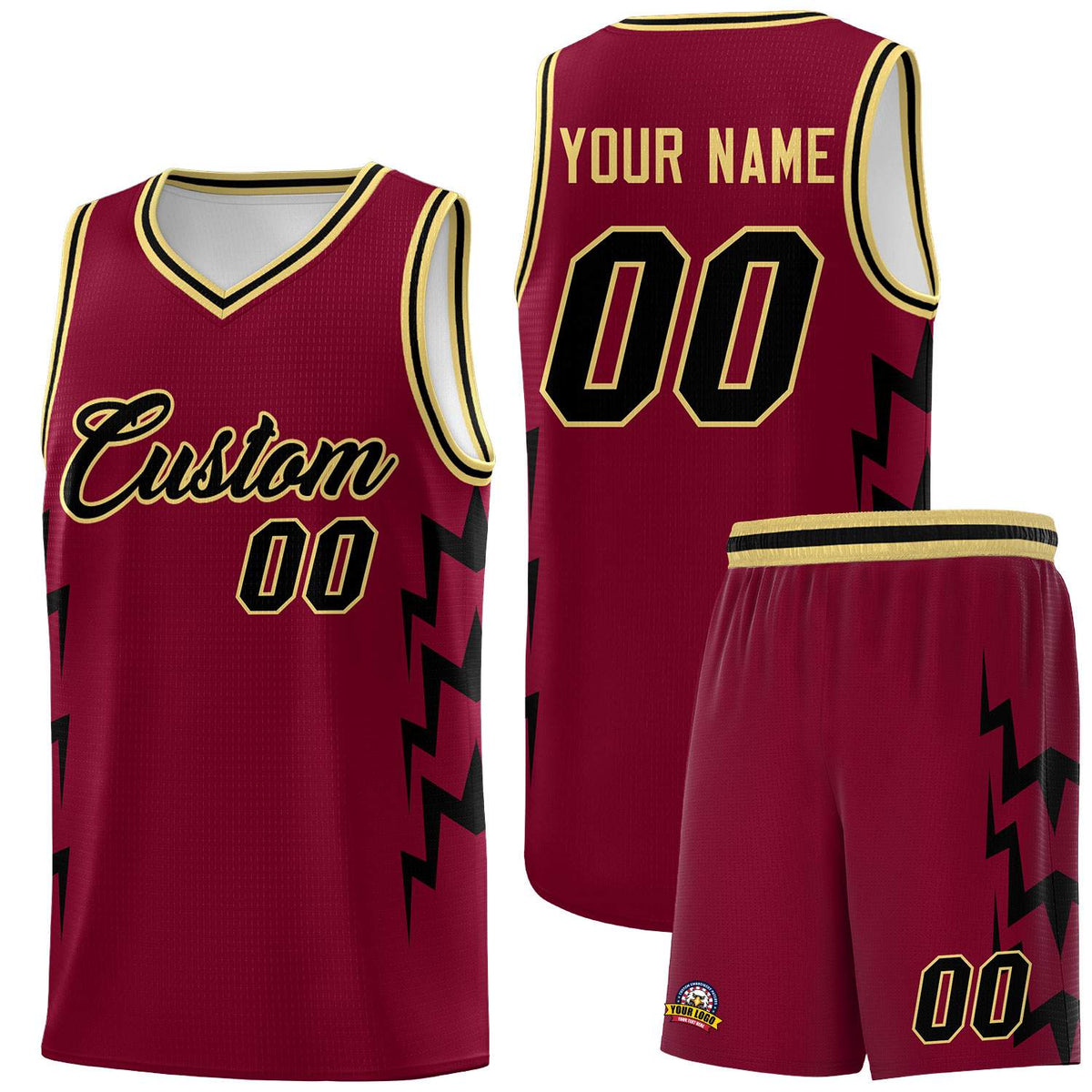 Custom Crimson Side Lightning Pattern Sports Uniform Basketball Jersey|KXKSHOP