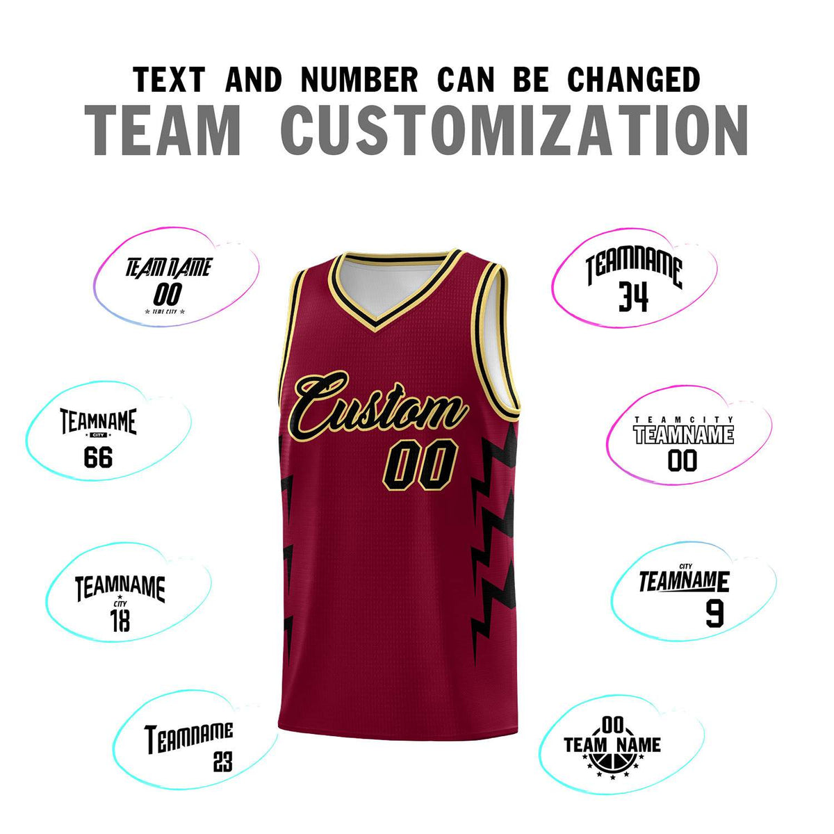 Custom Crimson Side Lightning Pattern Sports Uniform Basketball Jersey|KXKSHOP