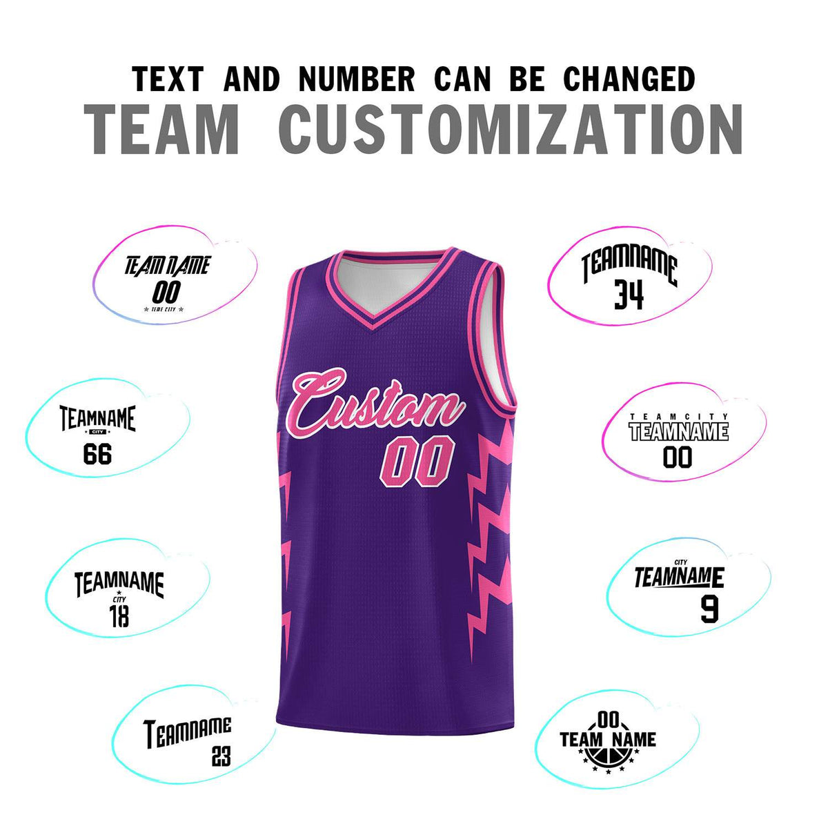 Custom Purple Side Lightning Pattern Sports Uniform Basketball Jersey|KXKSHOP