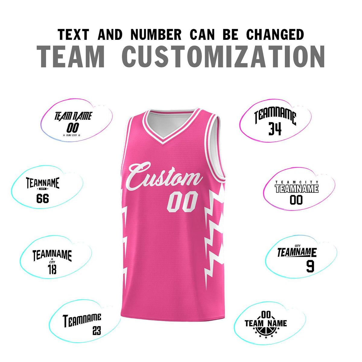 Custom Pink Side Lightning Pattern Sports Uniform Basketball Jersey|KXKSHOP