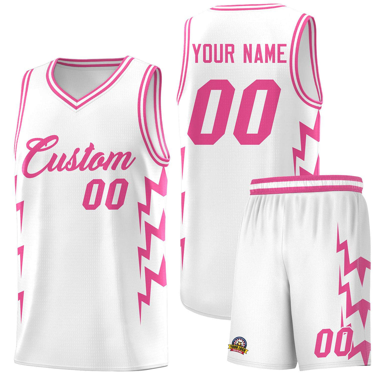 Custom White Side Lightning Pattern Sports Uniform Basketball Jersey|KXKSHOP