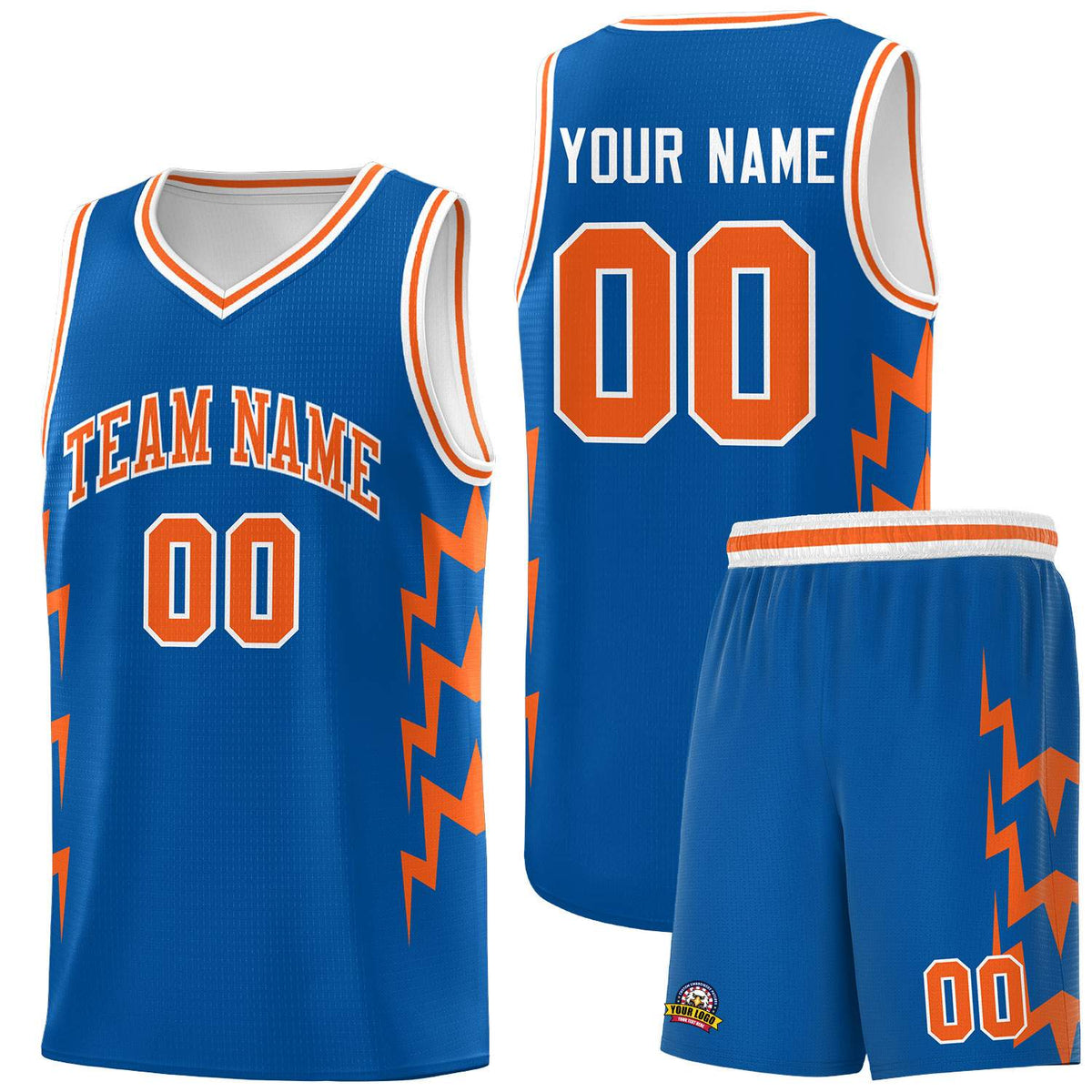 Custom Royal Side Lightning Pattern Sports Uniform Basketball Jersey|KXKSHOP