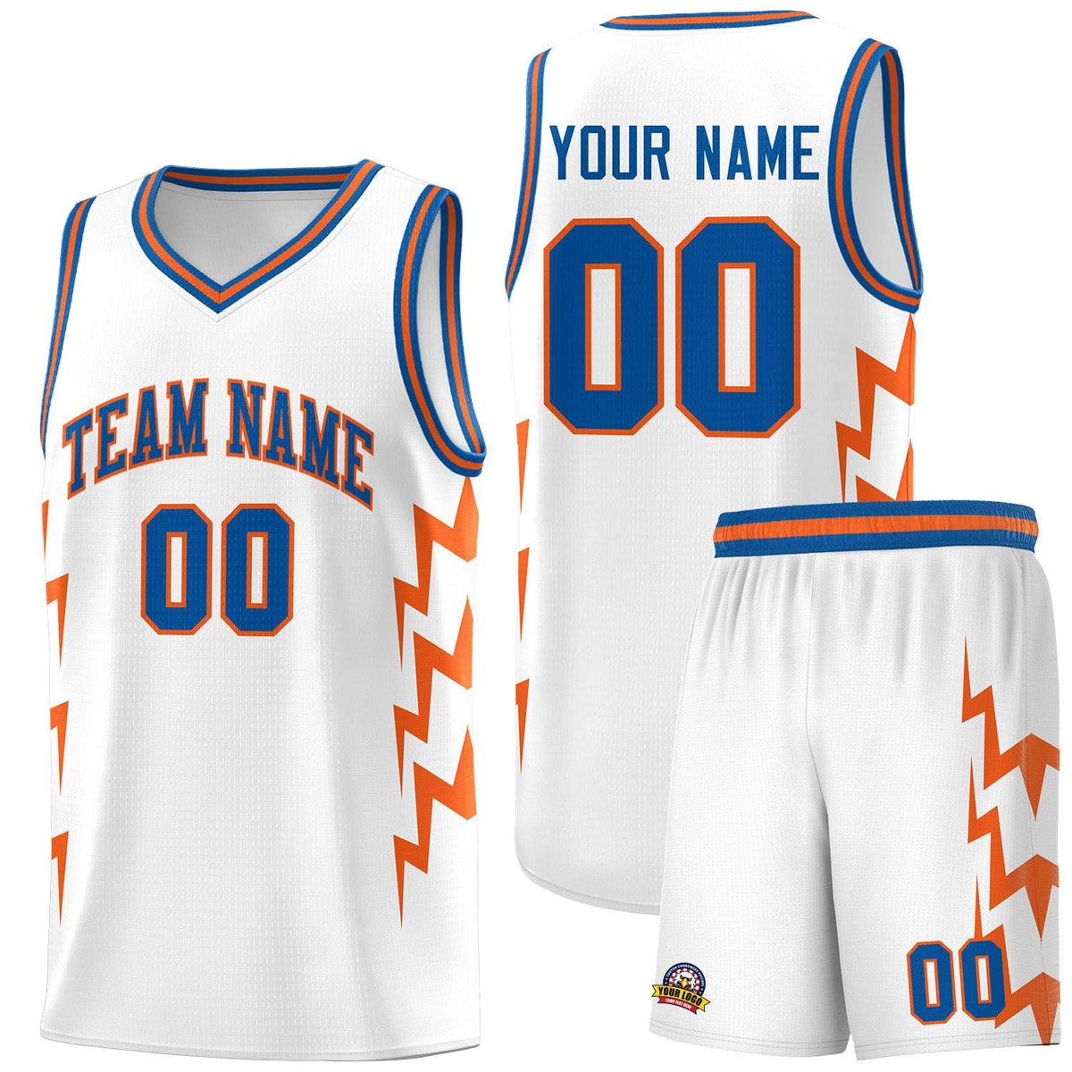 Custom White Side Lightning Pattern Sports Uniform Basketball Jersey|KXKSHOP