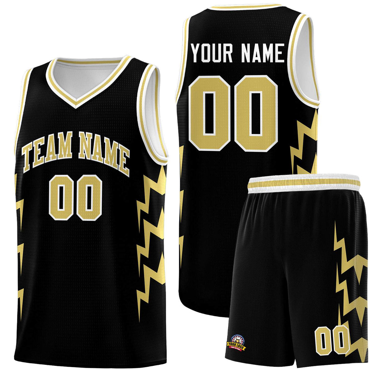 Custom Black Side Lightning Pattern Sports Uniform Basketball Jersey|KXKSHOP