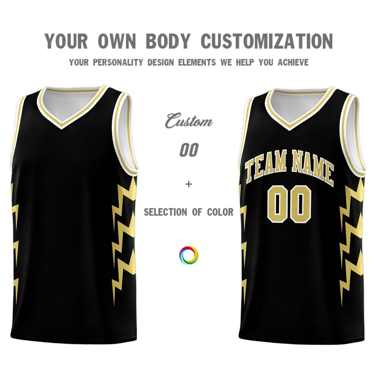 Custom Black Side Lightning Pattern Sports Uniform Basketball Jersey|KXKSHOP