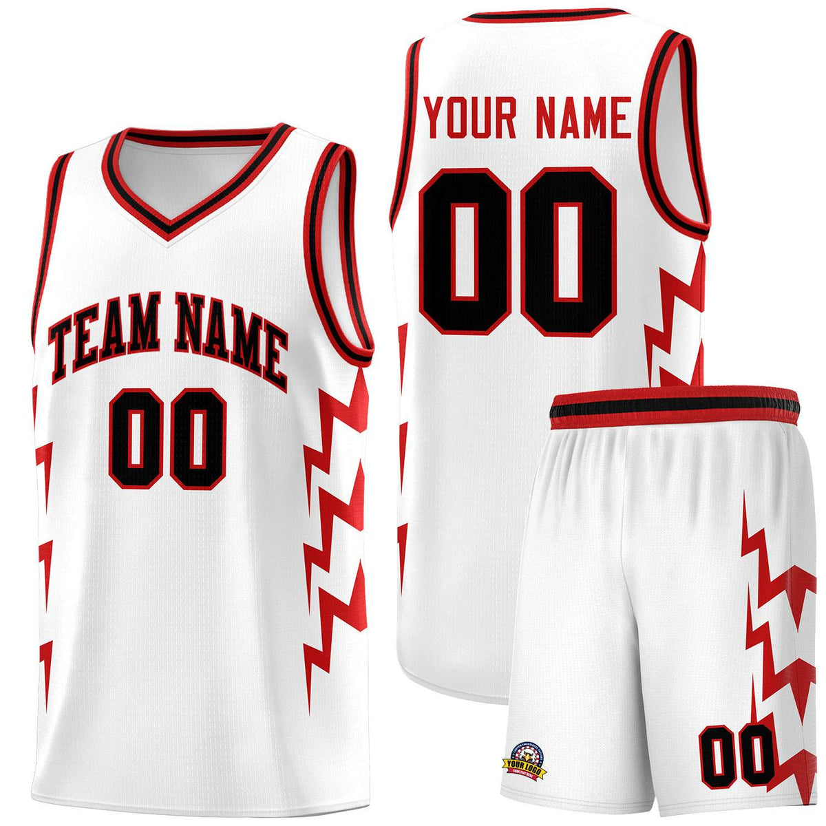 Custom White Side Lightning Pattern Sports Uniform Basketball Jersey|KXKSHOP
