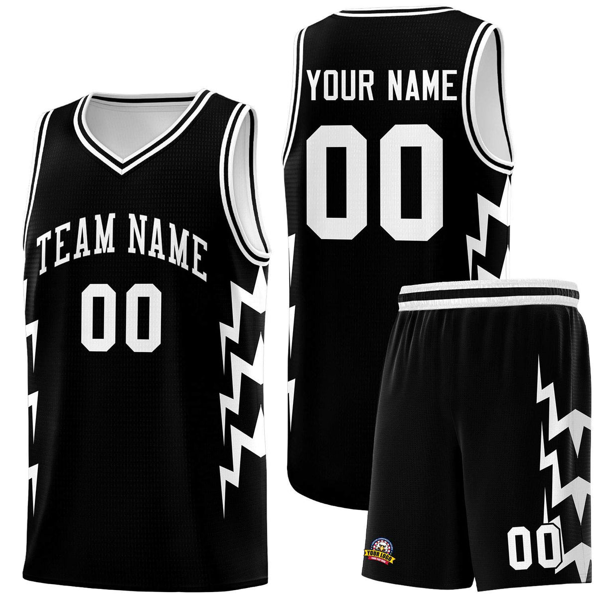 Custom Black Side Lightning Pattern Sports Uniform Basketball Jersey|KXKSHOP