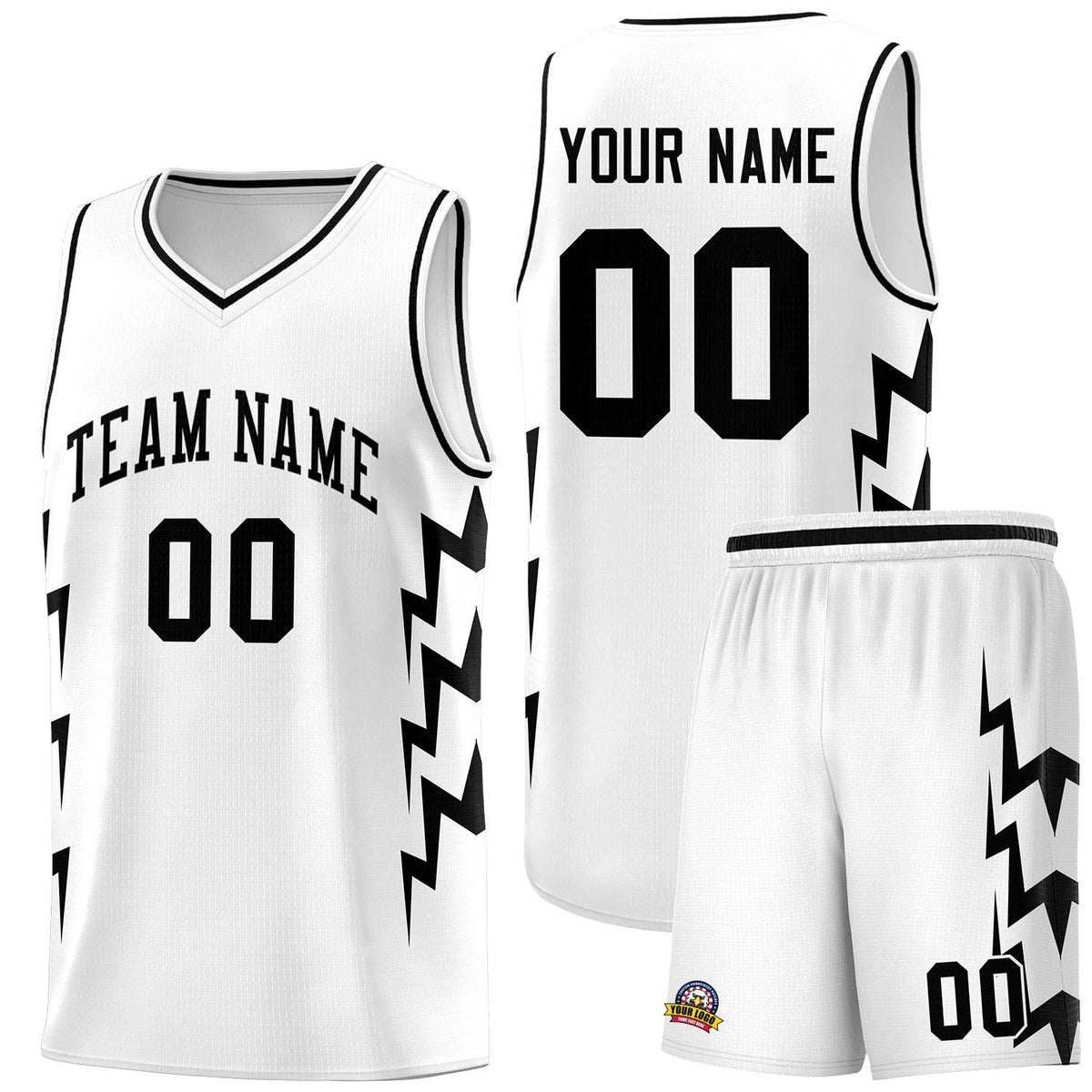 Custom White Side Lightning Pattern Sports Uniform Basketball Jersey|KXKSHOP