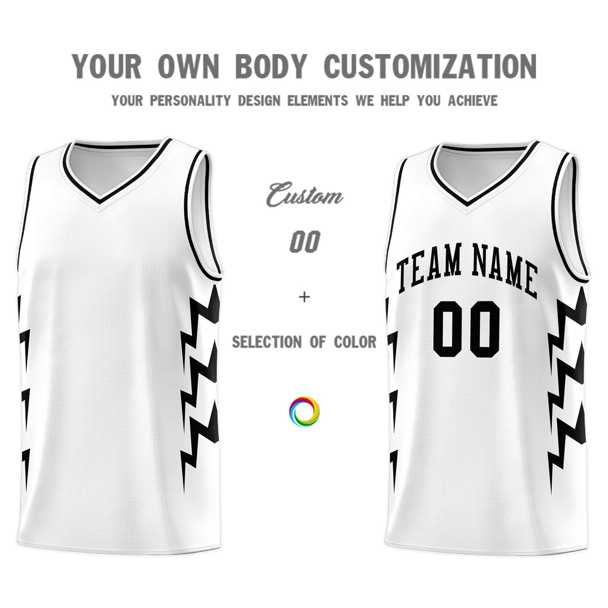 Custom White Side Lightning Pattern Sports Uniform Basketball Jersey|KXKSHOP