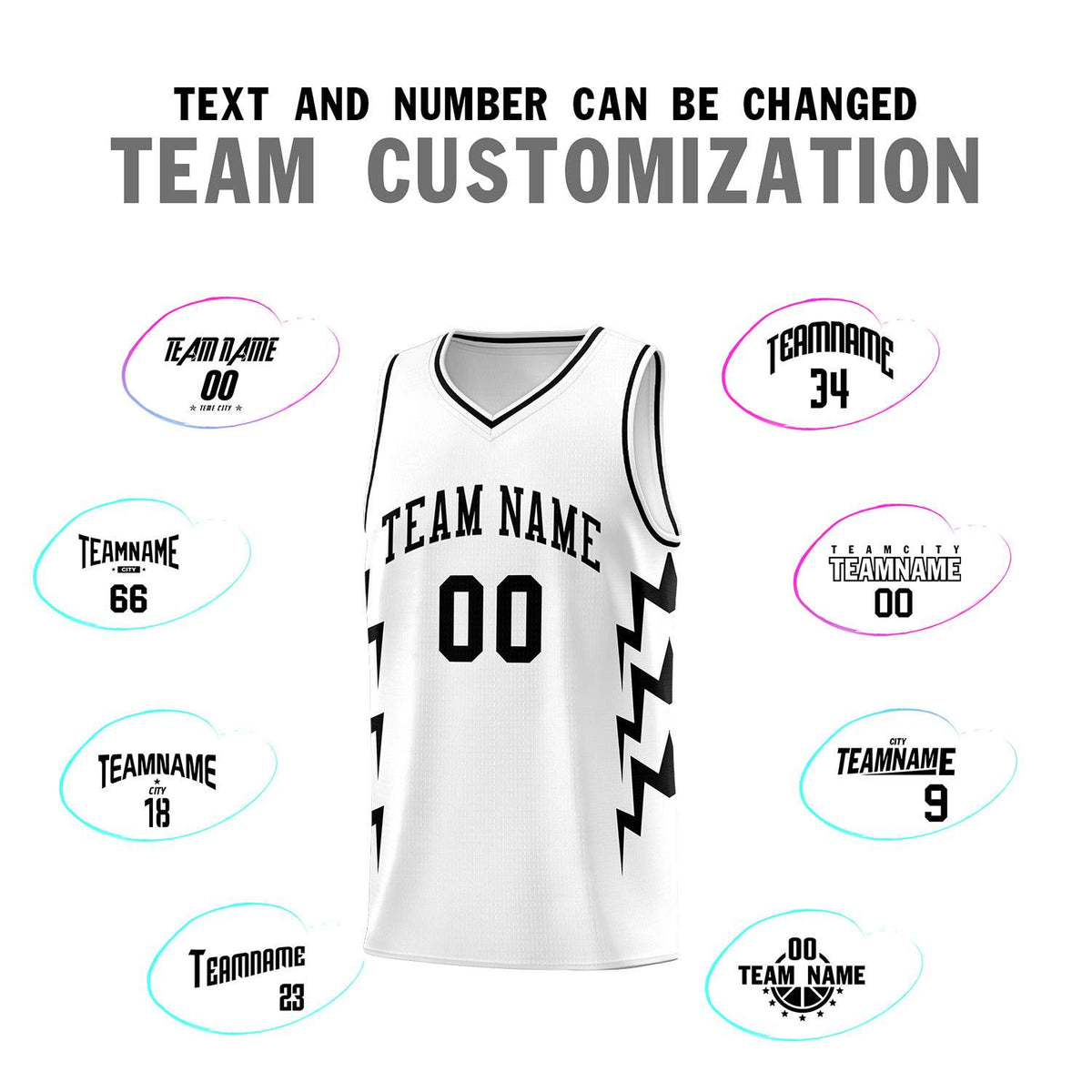 Custom White Side Lightning Pattern Sports Uniform Basketball Jersey|KXKSHOP