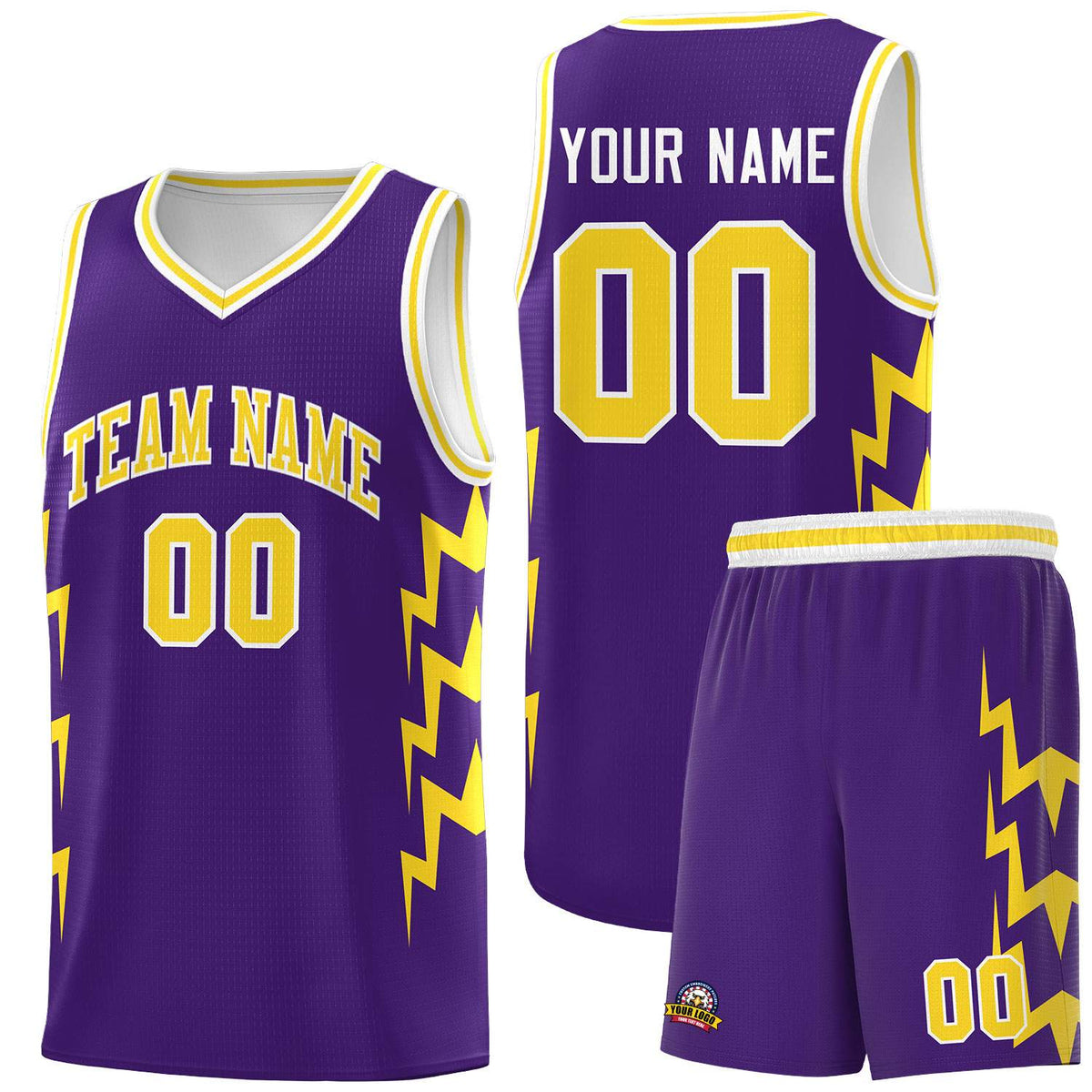 Custom Purple Side Lightning Pattern Sports Uniform Basketball Jersey|KXKSHOP