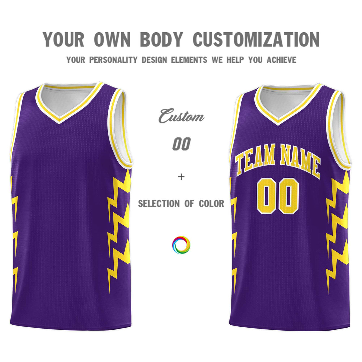 Custom Purple Side Lightning Pattern Sports Uniform Basketball Jersey|KXKSHOP