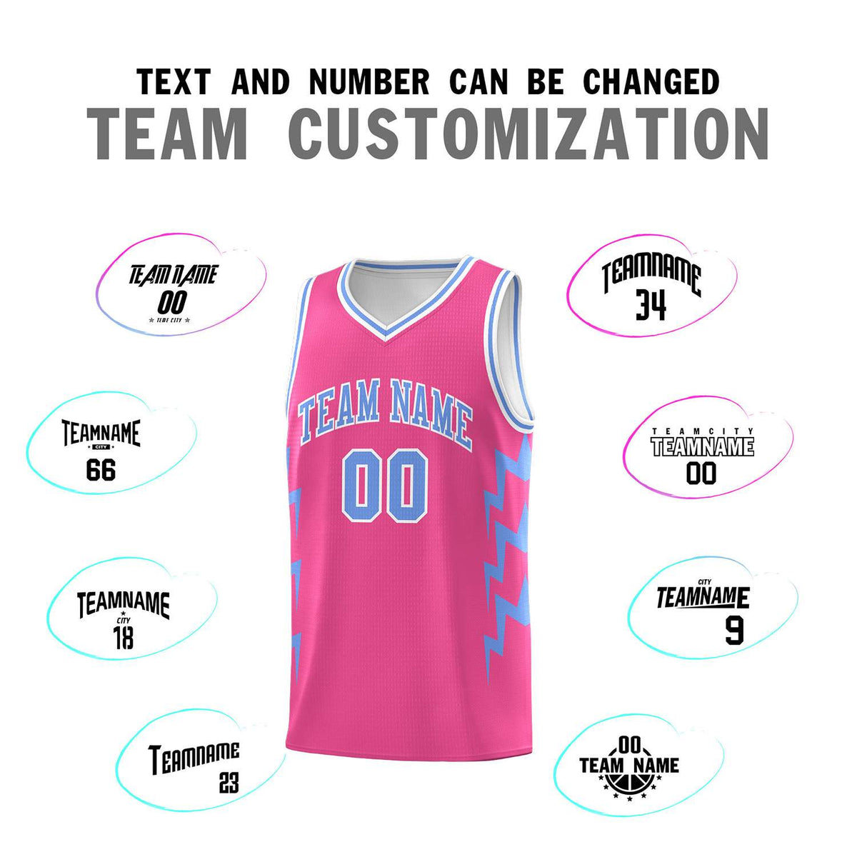 Custom Pink Side Lightning Pattern Sports Uniform Basketball Jersey|KXKSHOP