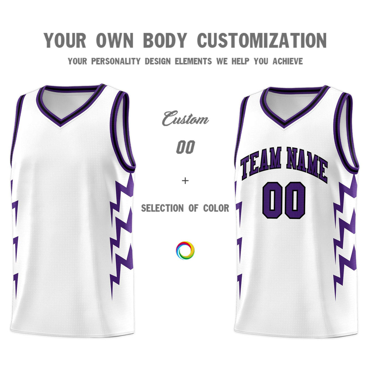 Custom White Side Lightning Pattern Sports Uniform Basketball Jersey|KXKSHOP