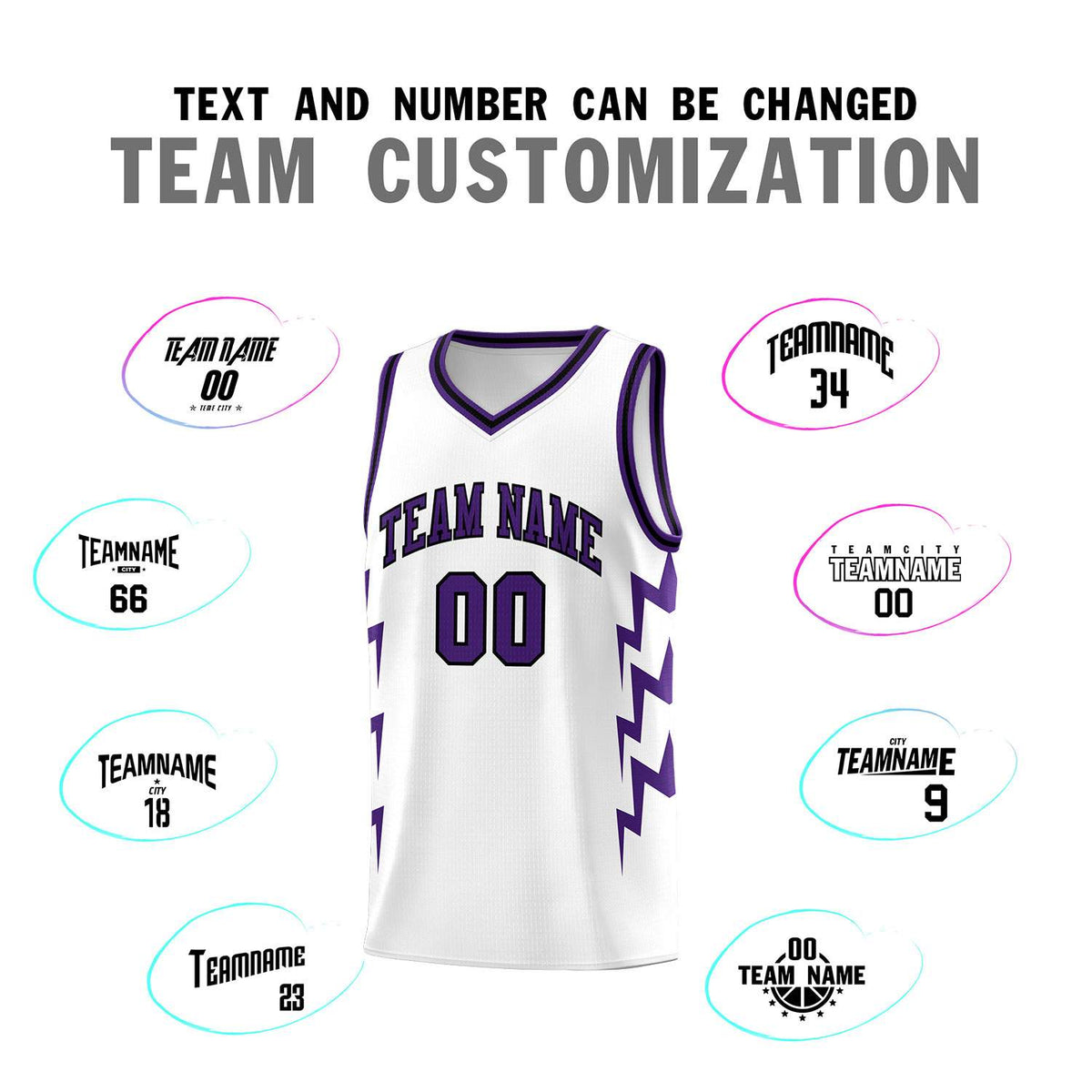 Custom White Side Lightning Pattern Sports Uniform Basketball Jersey|KXKSHOP
