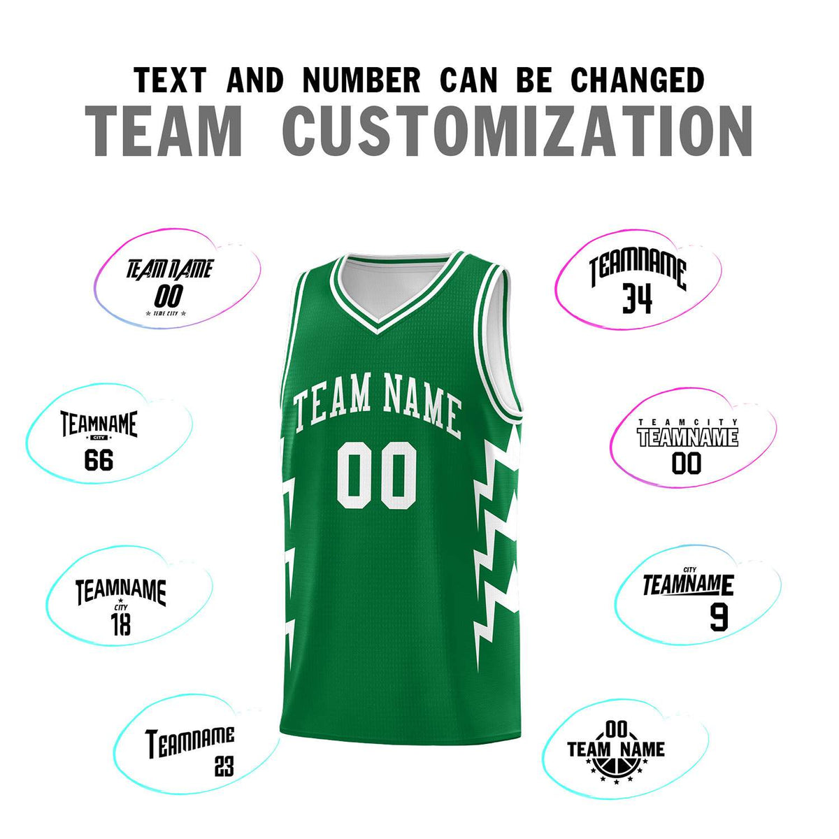 Custom Kelly Green Side Lightning Pattern Sports Uniform Basketball Jersey|KXKSHOP