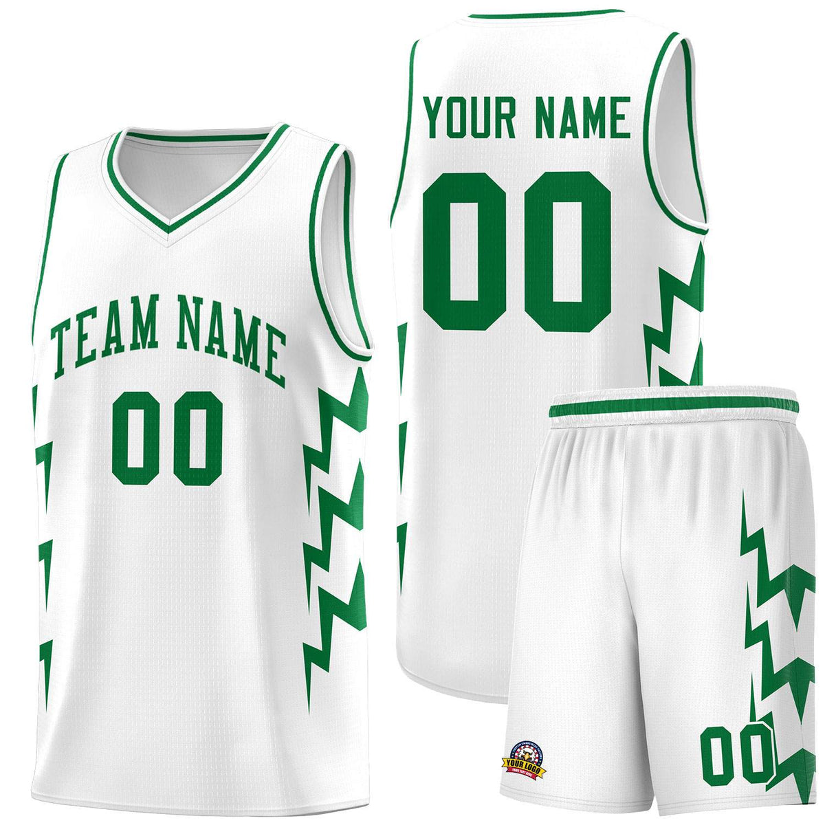 Custom White Side Lightning Pattern Sports Uniform Basketball Jersey|KXKSHOP