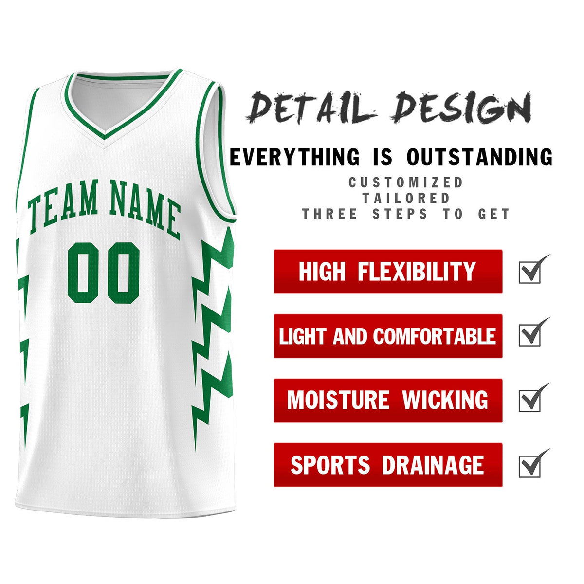 Custom White Side Lightning Pattern Sports Uniform Basketball Jersey|KXKSHOP