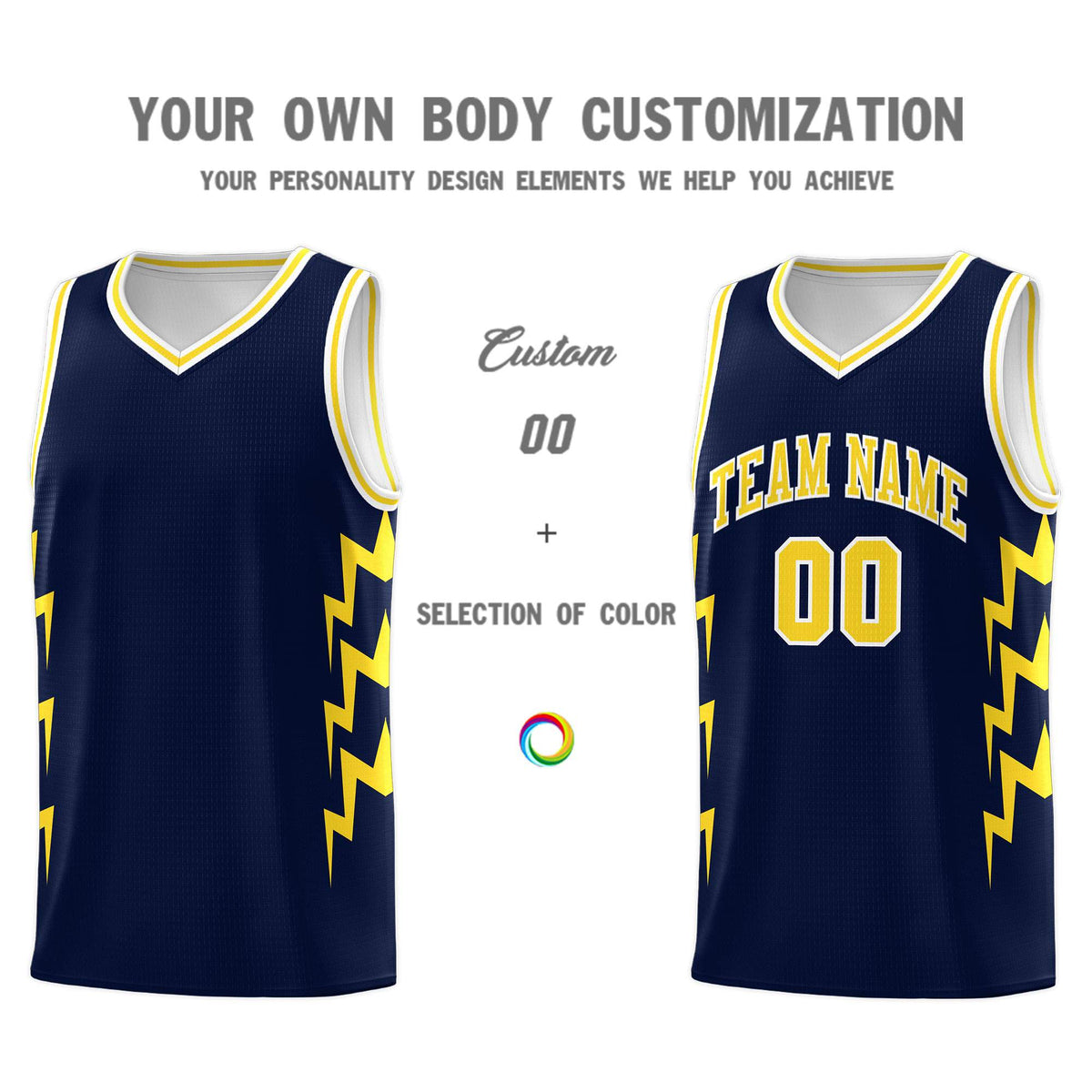Custom Navy Side Lightning Pattern Sports Uniform Basketball Jersey|KXKSHOP
