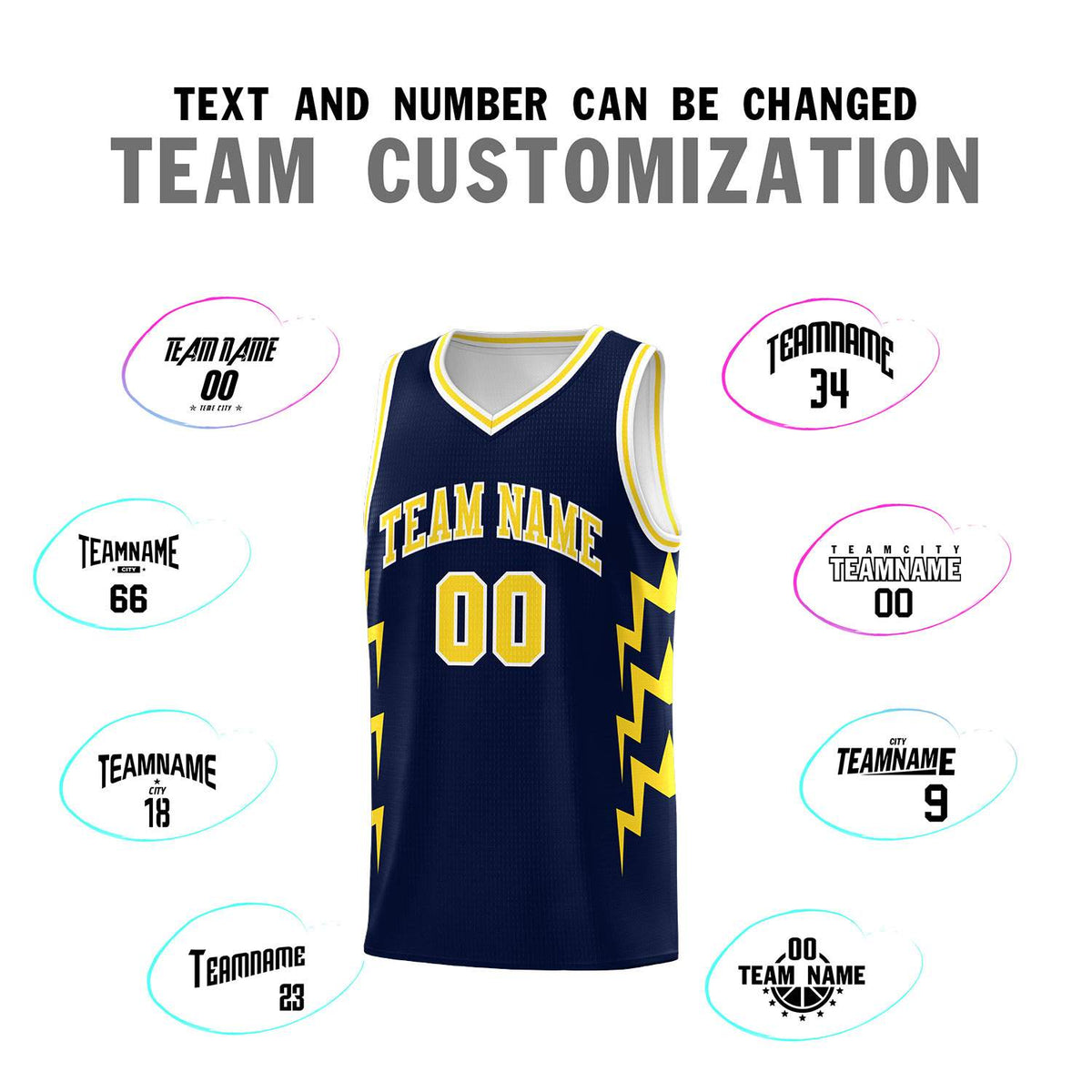 Custom Navy Side Lightning Pattern Sports Uniform Basketball Jersey|KXKSHOP