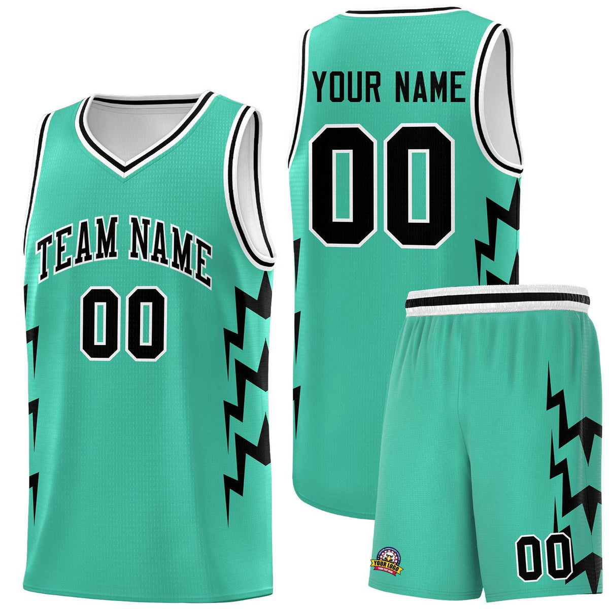 Custom Bright Green Side Lightning Pattern Sports Uniform Basketball Jersey|KXKSHOP